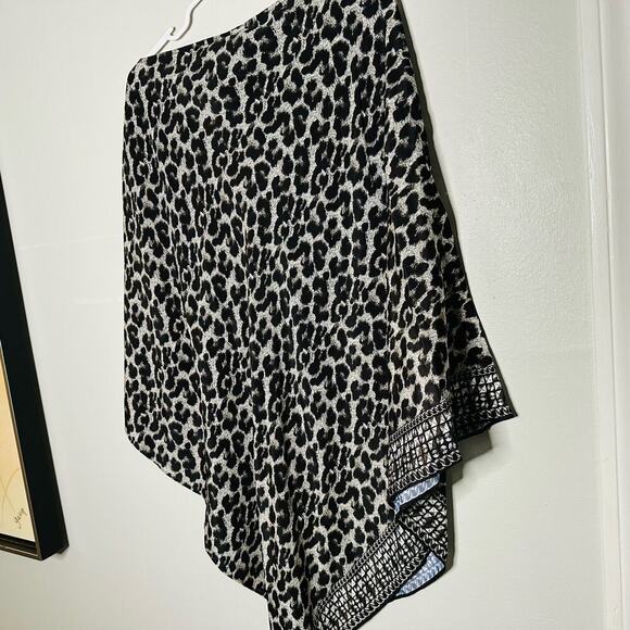 NWT Michael Michael Kors Black Grey Cheetah Print Poncho Style Swim Top Size XS - Picture 2 of 5